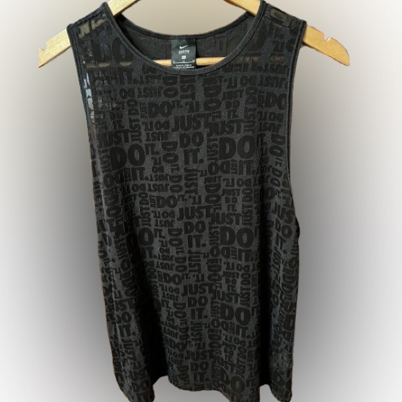 Nike Pro Dri Fit Just Do It Graphic Black Tank Top Size Medium - Picture 1 of 7